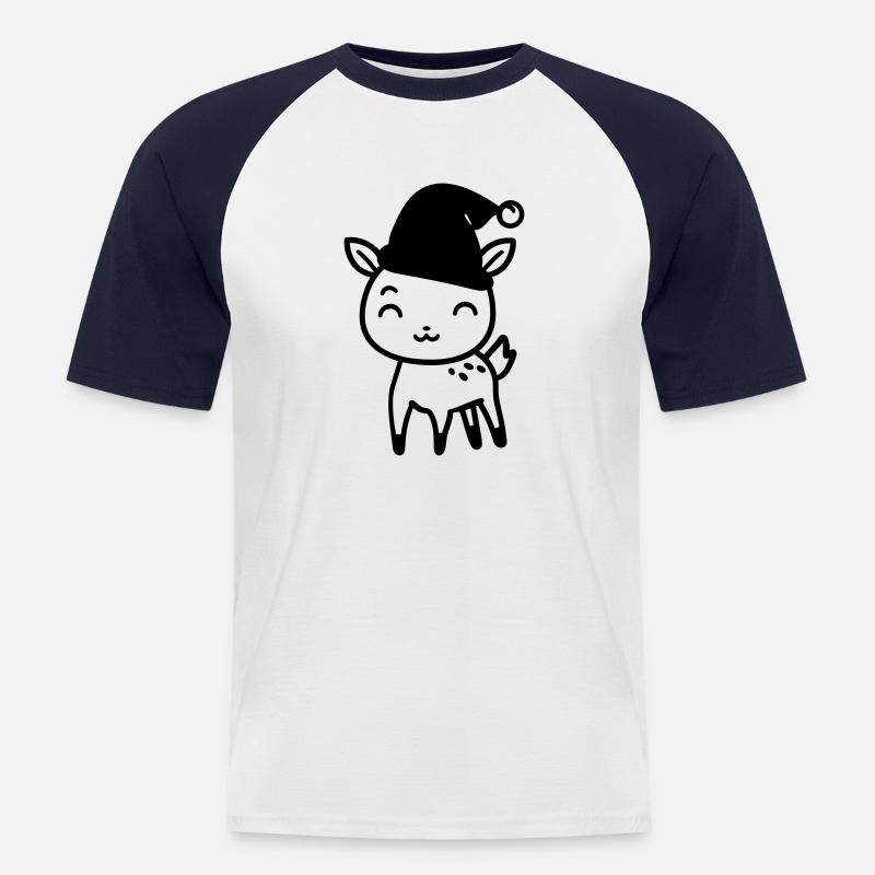 Hirsch - Männer Baseball-T-Shirt - Weiß/Navy