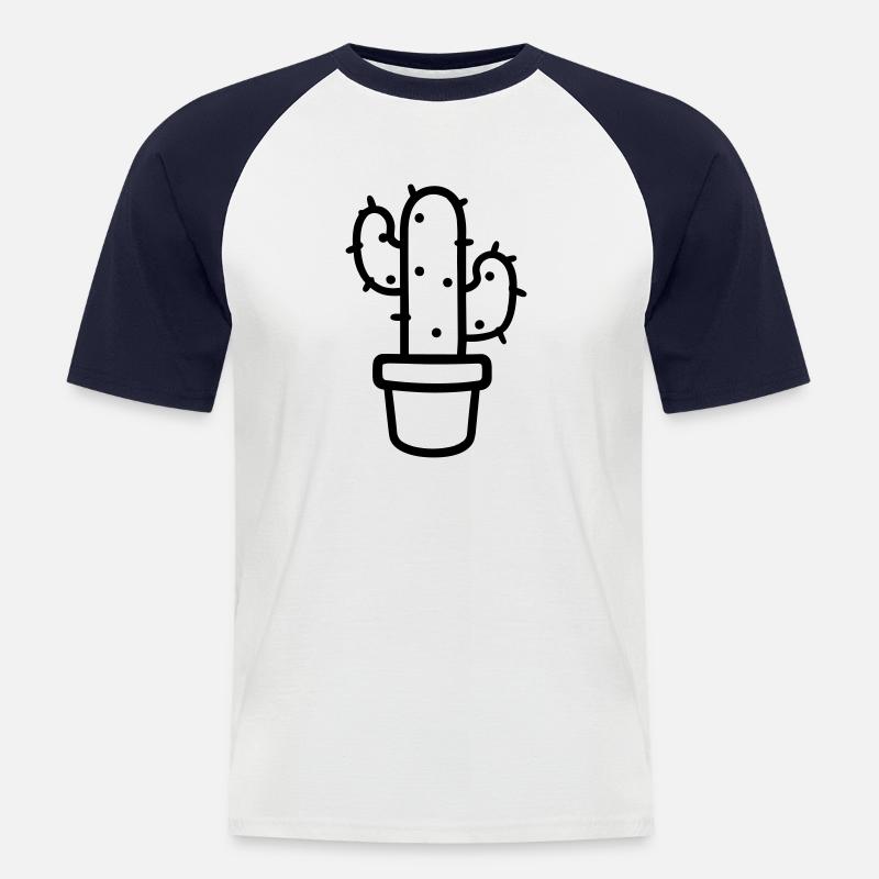 Kaktus - Männer Baseball-T-Shirt - Weiß/Navy