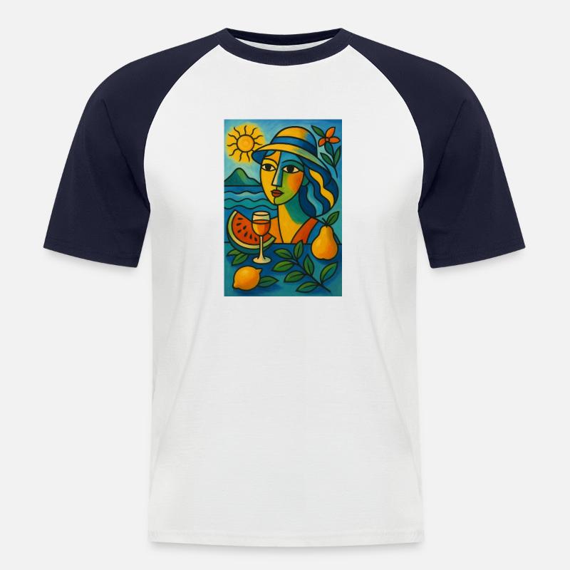 Sommerliche Brise - Männer Baseball-T-Shirt - Weiß/Navy