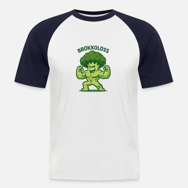 Brokkoloss - Männer Baseball-T-Shirt - Weiß/Navy