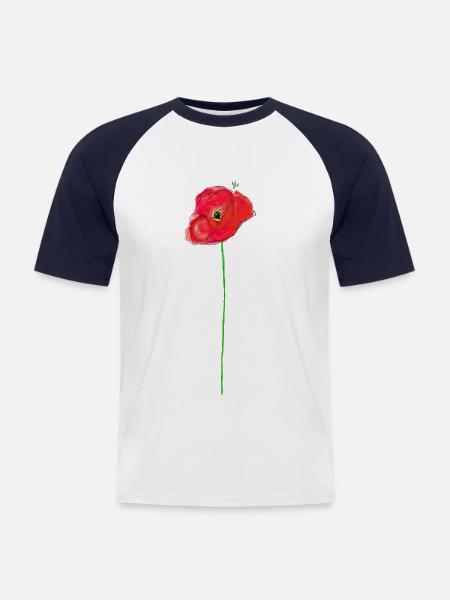 Mohnblumen malen - Männer Baseball-T-Shirt - Weiß/Navy