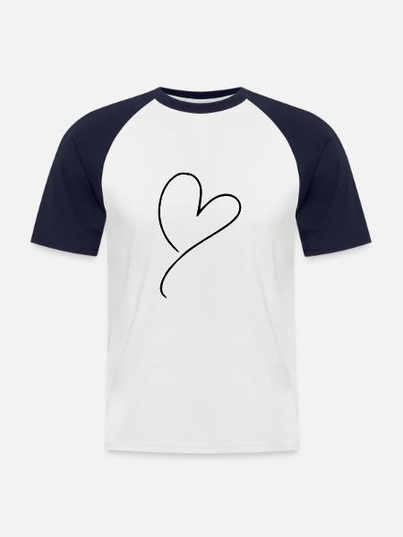 Heart Emoji Sketch - Men's Baseball T-Shirt - white/navy