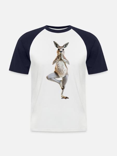 Känguru - Männer Baseball-T-Shirt - Weiß/Navy