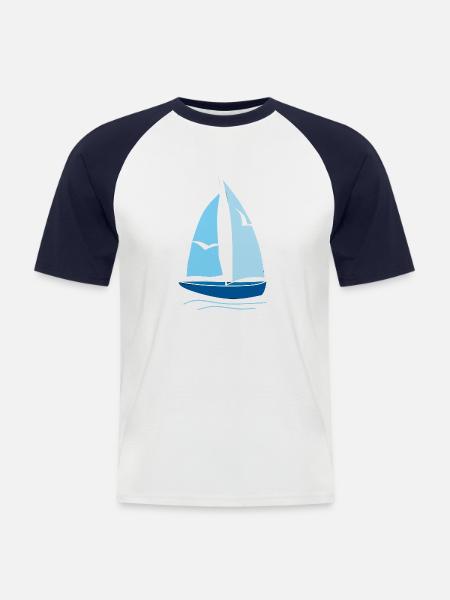 Segelboot Möwen,Geschenk,mode,cool,trend,style, - Männer Baseball-T-Shirt - Weiß/Navy