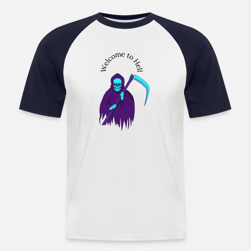Welcome to Hell - Männer Baseball-T-Shirt - Weiß/Navy