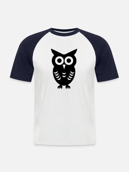 Steinkauz - Männer Baseball-T-Shirt - Weiß/Navy