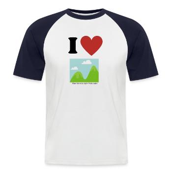 I Love - Männer Baseball-T-Shirt - Weiß/Navy - Vorne - Nik (191cm)