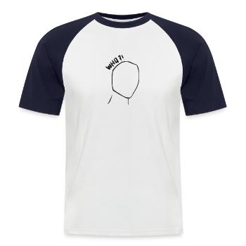 Qui êtes vous? - T-shirt baseball manches courtes Homme - blanc/marine - Devant - Nik (191cm)