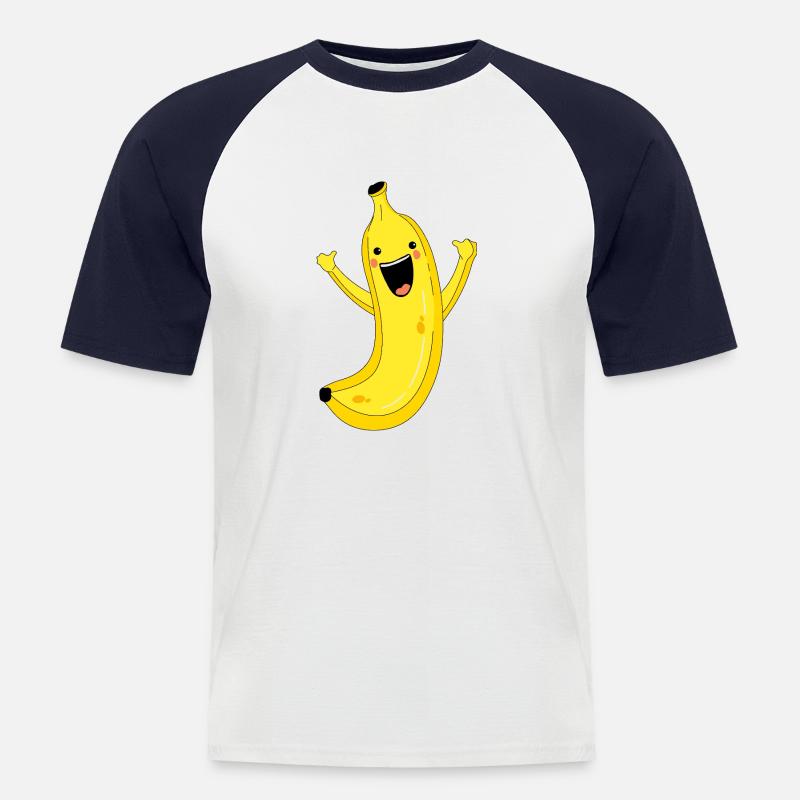 Glück und banane - Männer Baseball-T-Shirt - Weiß/Navy