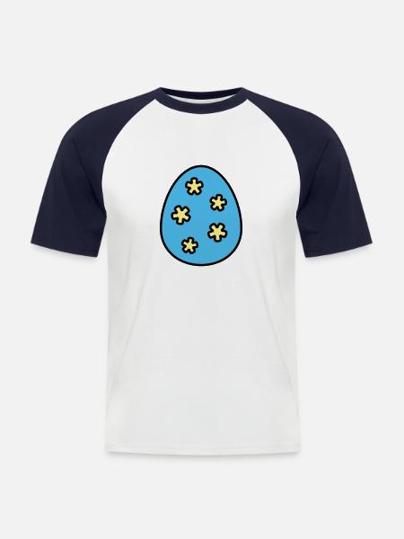 Osterei farbenfroh - Männer Baseball-T-Shirt - Weiß/Navy