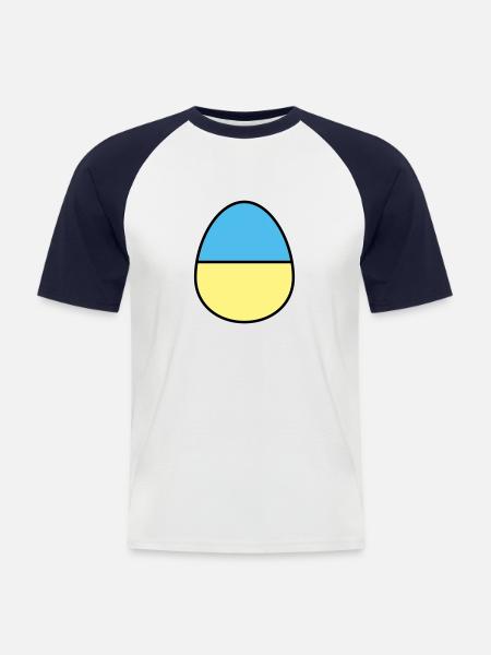 Osterei farbig - Männer Baseball-T-Shirt - Weiß/Navy