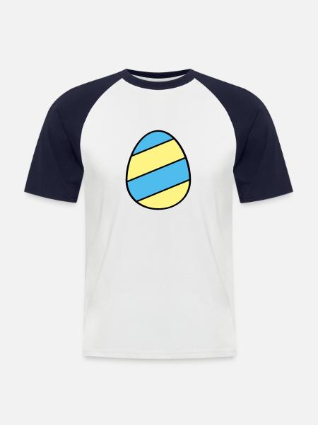 Easter egg striped - Men's Baseball T-Shirt - white/navy