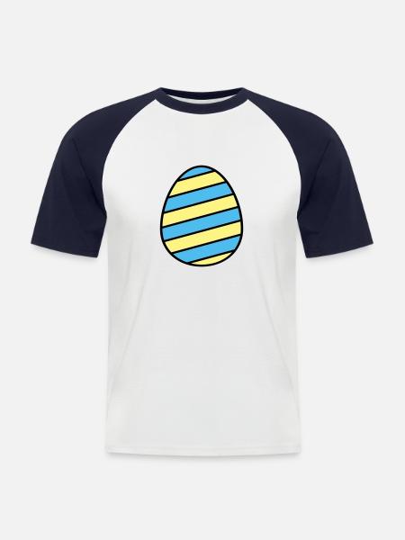 Osterei farbenfroh - Männer Baseball-T-Shirt - Weiß/Navy