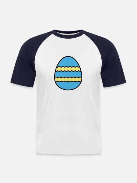Osterei farbenfroh - Männer Baseball-T-Shirt - Weiß/Navy