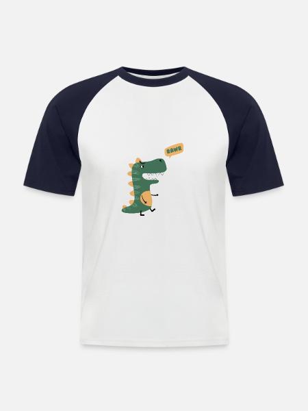 Dinosaurier - Männer Baseball-T-Shirt - Weiß/Navy