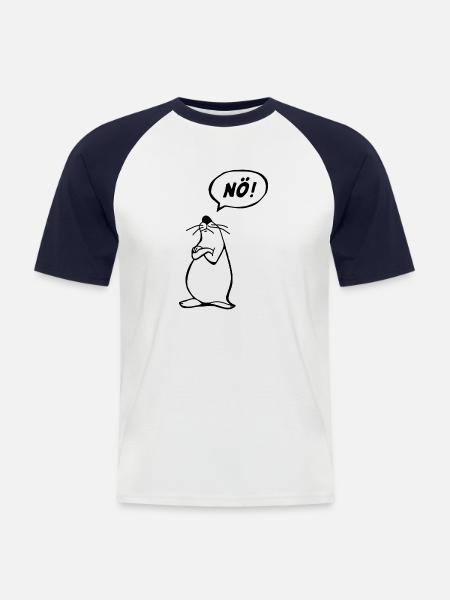 Nö Maus schwarz NÖ - Männer Baseball-T-Shirt - Weiß/Navy