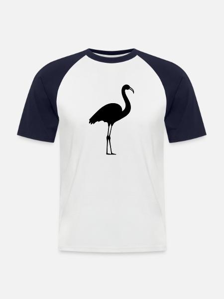 Flamant rose - T-shirt baseball manches courtes Homme - blanc/marine