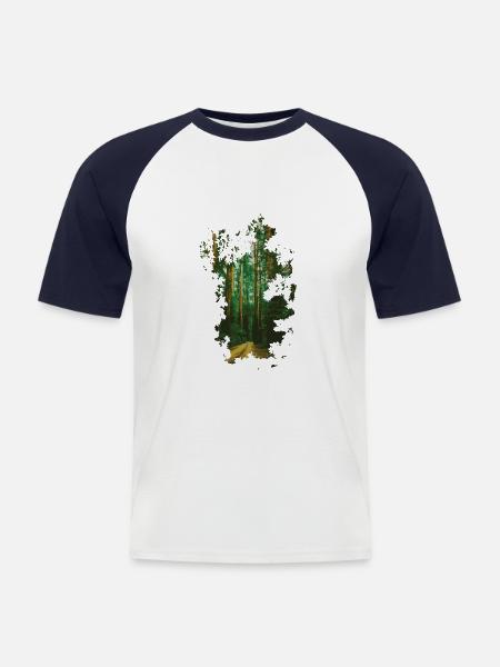 FORÊT - T-shirt baseball manches courtes Homme - blanc/marine