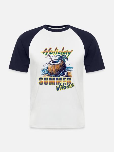 Shirt Vacances - T-shirt baseball manches courtes Homme - blanc/marine