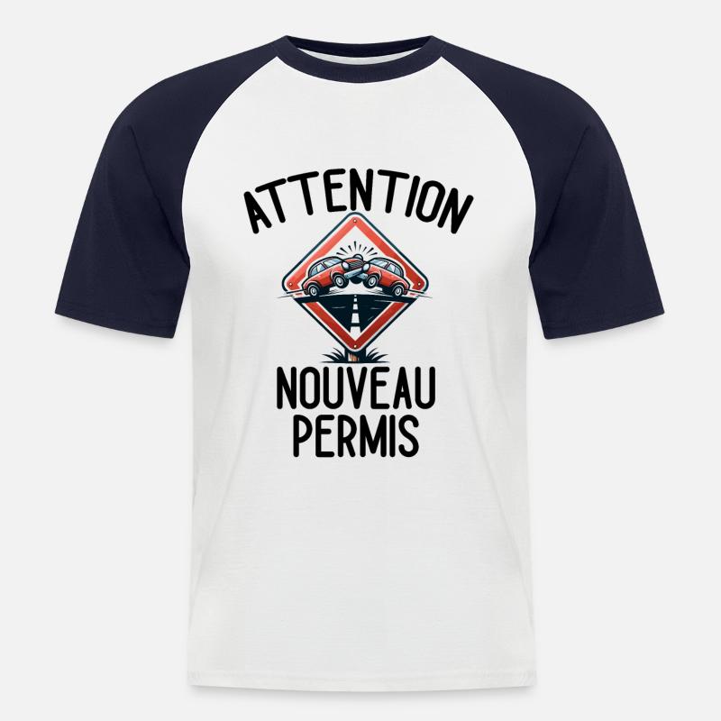Führerschein Geschenkidee Humor Fahrschule - Männer Baseball-T-Shirt - Weiß/Navy