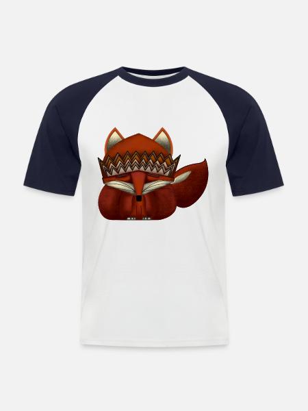 Fox with crown - Men's Baseball T-Shirt - white/navy