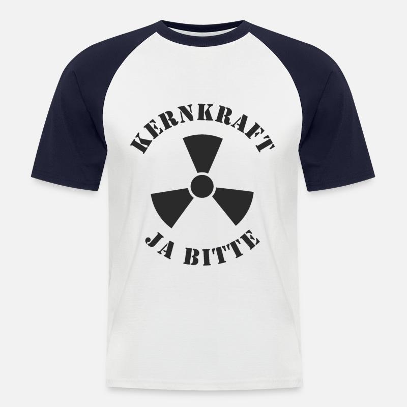 Kernkraft, Ja bitte - Männer Baseball-T-Shirt - Weiß/Navy