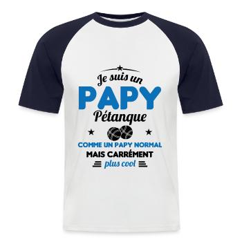 Un Papy Pétanque Comme Un Papy Normal - T-shirt baseball manches courtes Homme - blanc/marine - Devant - Nik (191cm)