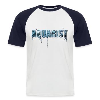 Aquarist - Liquid Typo - Compagnons de réservoir à l’intérieur - T-shirt baseball manches courtes Homme - blanc/marine - Devant - Nik (191cm)