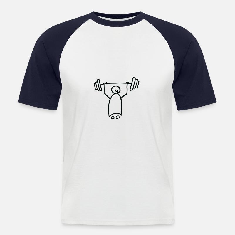 Starker Mann - Männer Baseball-T-Shirt - Weiß/Navy
