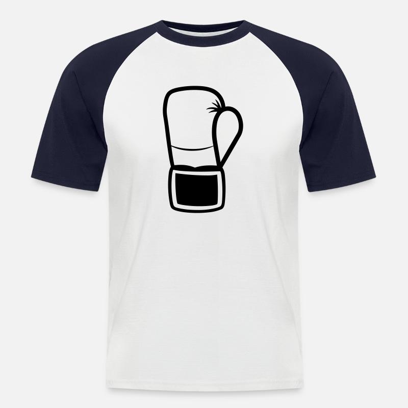 Boxhandschuh - Männer Baseball-T-Shirt - Weiß/Navy