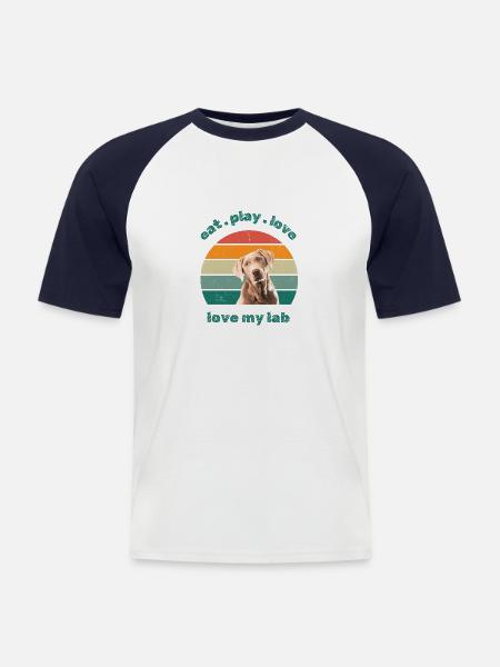 love my lab - Männer Baseball-T-Shirt - Weiß/Navy