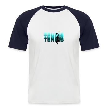 Match Point - Männer Baseball-T-Shirt - Weiß/Navy - Vorne - Nik (191cm)