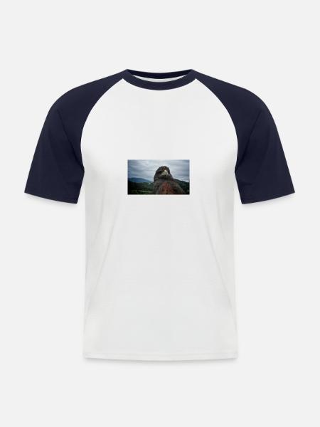 Steinadler auf bergiger Landschaft - Männer Baseball-T-Shirt - Weiß/Navy