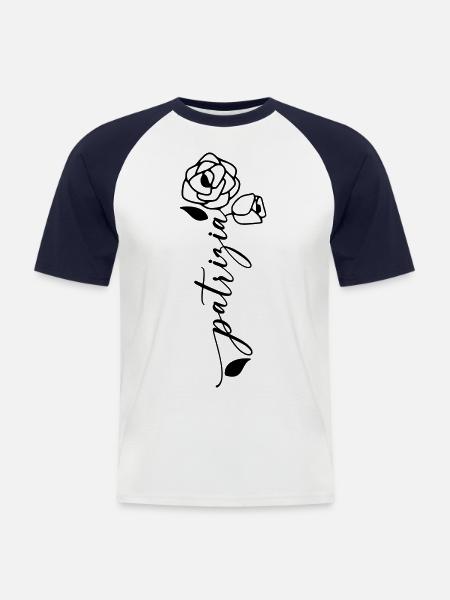 Patrizia Nom Prénom Fleur - T-shirt baseball manches courtes Homme - blanc/marine