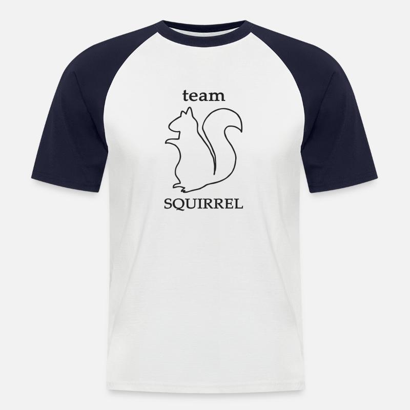 Team Squirrel /Eichhörnchen - Tierfreunde Geschenk - Männer Baseball-T-Shirt - Weiß/Navy