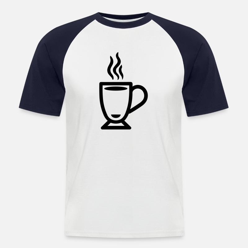 Tasse Kaffee - Männer Baseball-T-Shirt - Weiß/Navy