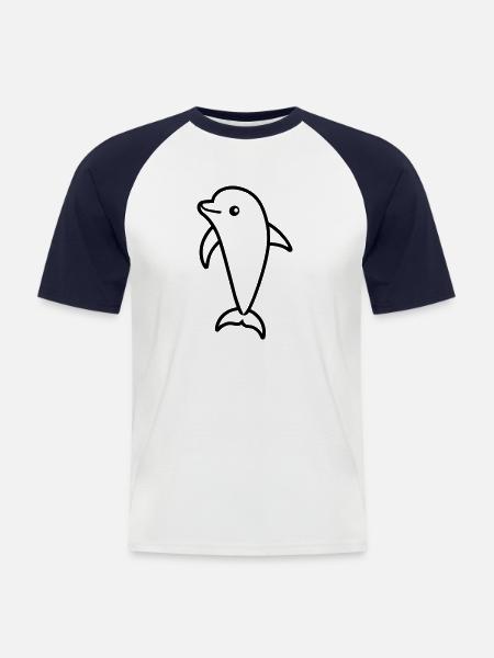 dolphin - Men's Baseball T-Shirt - white/navy
