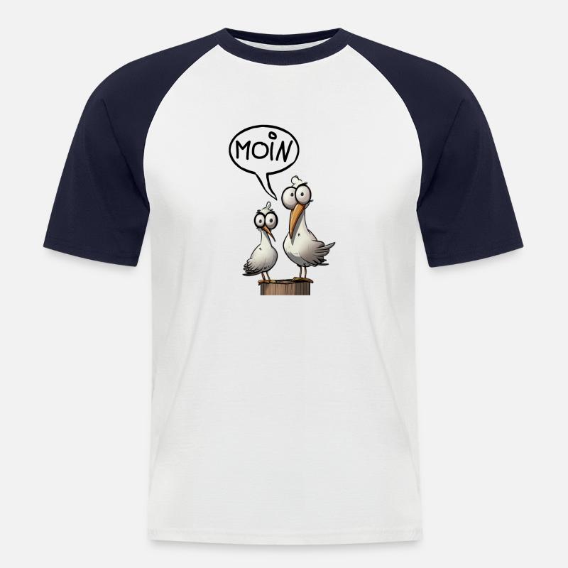 Die Bäädden Möwen - Möwe moin - Männer Baseball-T-Shirt - Weiß/Navy