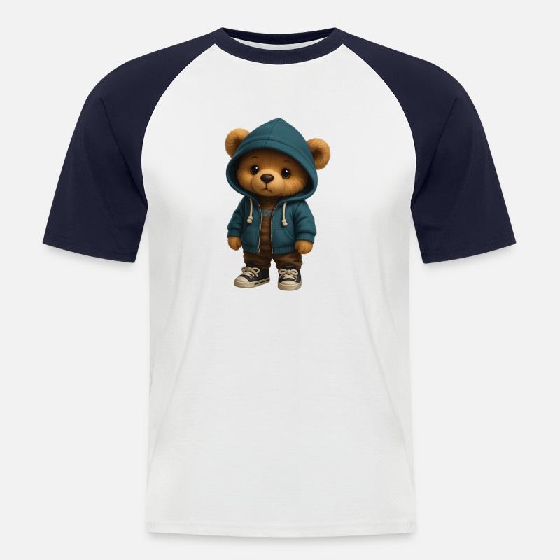 Kapuzenpullover Teddy - Männer Baseball-T-Shirt - Weiß/Navy