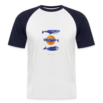 three whales - Men's Baseball T-Shirt - white/navy - Front - Nik (191cm)