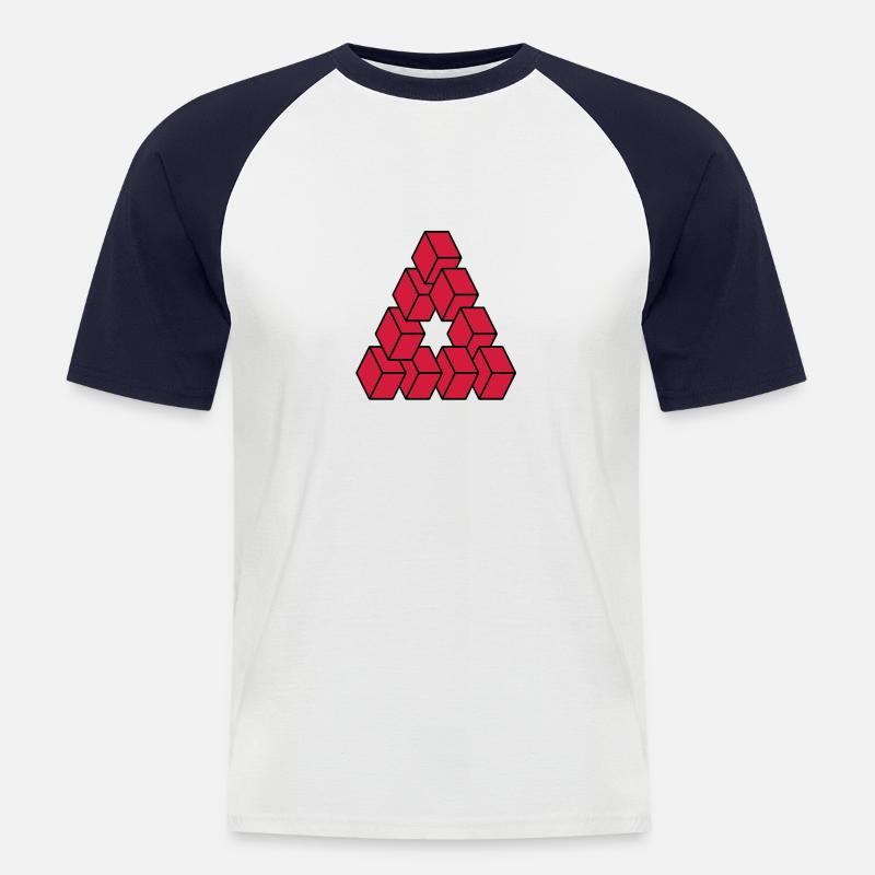 Optical illusion - Impossible figure - Men's Baseball T-Shirt - white/navy