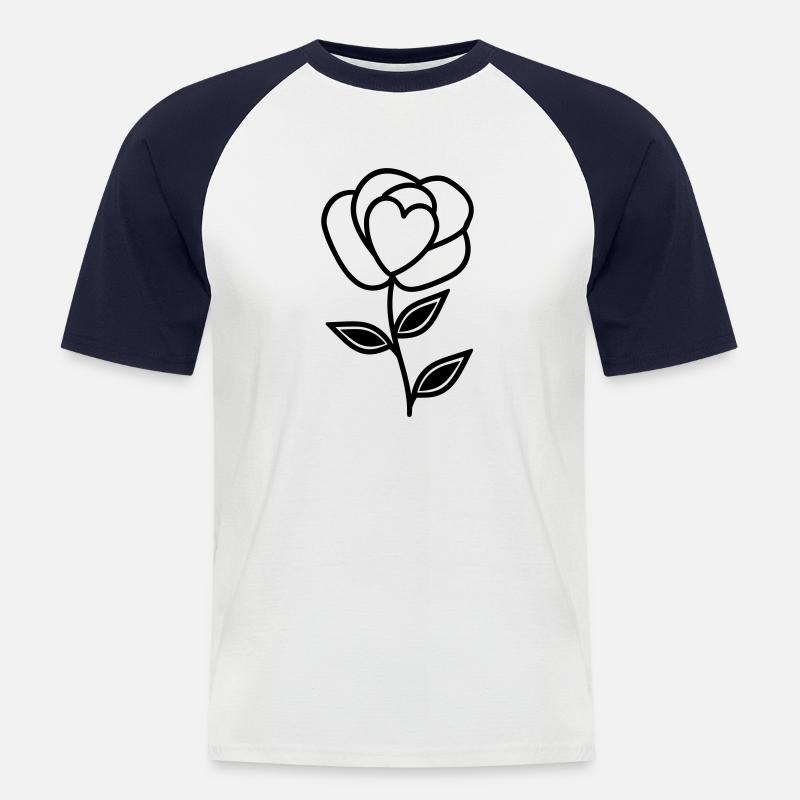 Rosa Blume - Männer Baseball-T-Shirt - Weiß/Navy