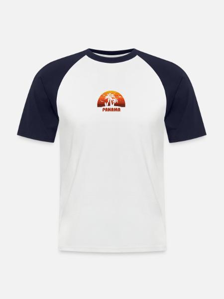 Cool Panama Beach Sunset Souvenir - Men's Baseball T-Shirt - white/navy
