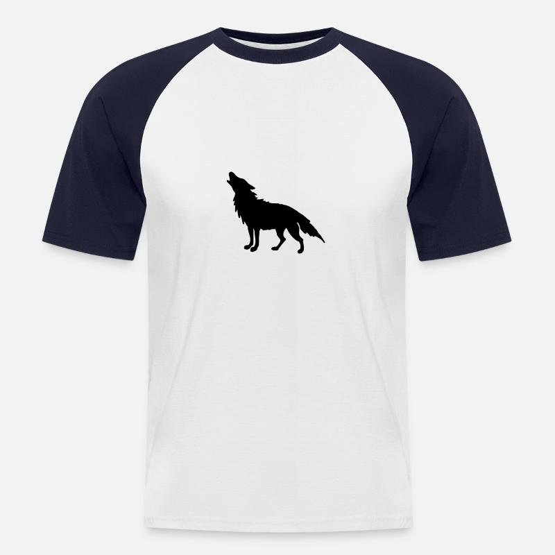 Heulender Wolf - Männer Baseball-T-Shirt - Weiß/Navy