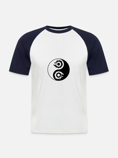 Dragon Yin Yang (2 Dragons) - Men's Baseball T-Shirt - white/navy