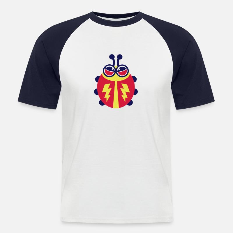 Kaefer (Blitz) - Männer Baseball-T-Shirt - Weiß/Navy