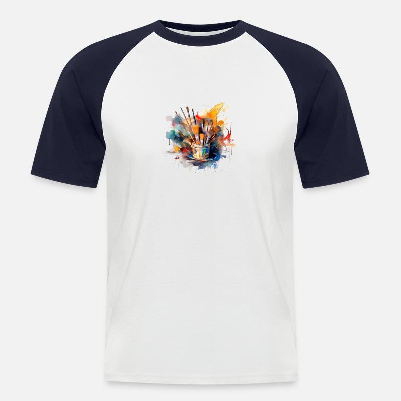 Kunst und Malerei - Männer Baseball-T-Shirt - Weiß/Navy