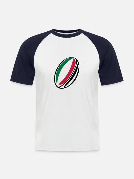 italy rugby ball - Men's Baseball T-Shirt - white/navy