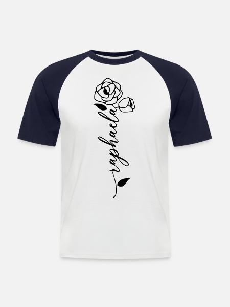 Raphaela Nom Prénom Nom Fleur - T-shirt baseball manches courtes Homme - blanc/marine