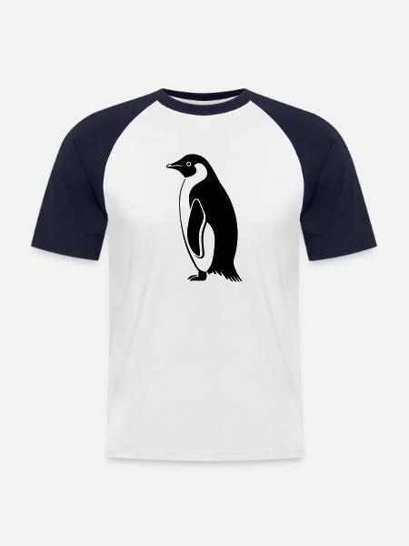 Pinguin - Männer Baseball-T-Shirt - Weiß/Navy